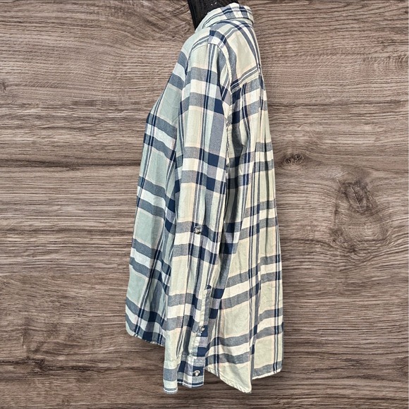 Magellan Outdoors Shirt Womens XL Navy Aqua Plaid Boyfriend Fit Willow‎ Creek - Picture 16 of 16